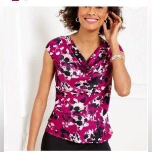 Talbots roses floral cowl neck stain cami blouse sleeveless layering top 2X NWT